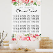 Groot roze 6-tabel weddenschapenkaart poster (Keuken)