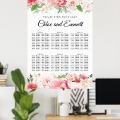 Groot roze 6-tabel weddenschapenkaart poster (Thuiskantoor)