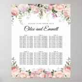 Groot roze 6-tabel weddenschapenkaart poster (Voorkant)