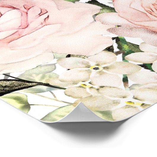 Groot roze 7-tabel weddenschapenkaart poster (Hoek)