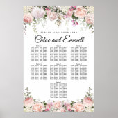 Groot roze 7-tabel weddenschapenkaart poster (Voorkant)