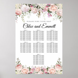 Groot roze 7-tabel weddenschapenkaart poster