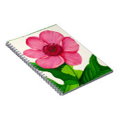 Groot roze annemon met Emerald Green Leaves Notitieboek (Rechterzijde)
