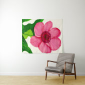 Groot roze annemon met Emerald Green Leaves Wandkleed (In Situ (horizontaal))