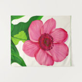 Groot roze annemon met Emerald Green Leaves Wandkleed (Voorkant (horizontaal))
