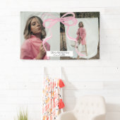 Groot roze coquette boog twee foto Afstuderen Spandoek (Insitu)