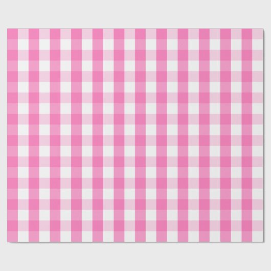 Groot roze en wit gingham pakpapier (Vlak)