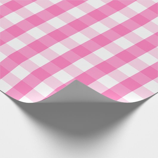 Groot roze en wit gingham pakpapier (Hoek)