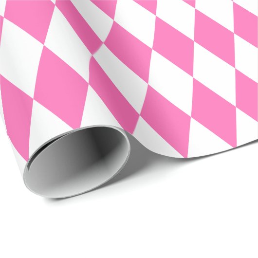 Groot roze en wit Harlequin Wrapping Paper Cadeaupapier (Rol Hoek)