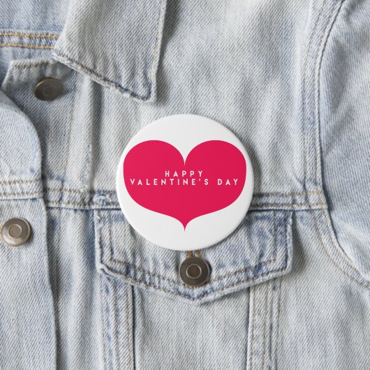 Groot roze hart - Happy Valentijnsdag Button (In situ)