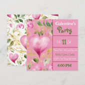 Groot Roze Hart Patroon voor Galentines Day Party Kaart (Voorkant / Achterkant)