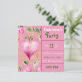 Groot Roze Hart Patroon voor Galentines Day Party Kaart (Staand voorkant)