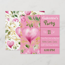 Groot Roze Hart Patroon voor Galentines Day Party Kaart