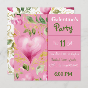 Groot Roze Hart Patroon voor Galentines Day Party Kaart