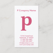 groot roze monogram visitekaartje (Voorkant)