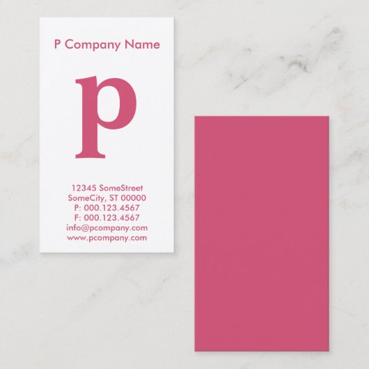 groot roze monogram visitekaartje (Voorkant / Achterkant)