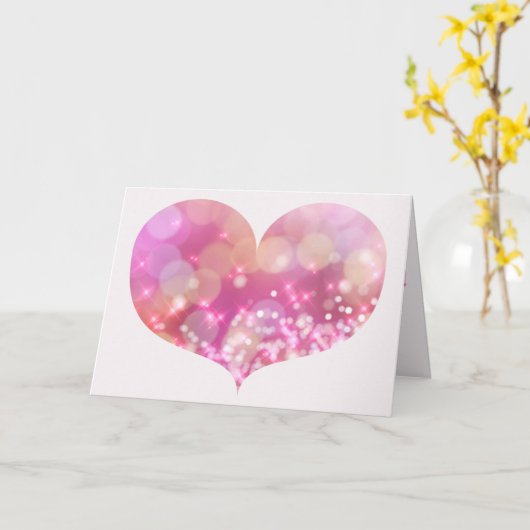 Groot roze mousserend hart | Birthday Wenskaart Kaart (Gele Bloem)