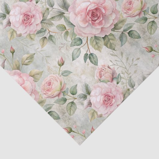 groot roze rozenpatroon tissuepapier (Detail)