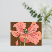 Groot roze ventiel met diepe rode achtergrond briefkaart (Staand voorkant)