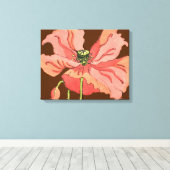 Groot roze ventiel met diepe rode achtergrond canvas afdruk (Insitu (Houten vloer))