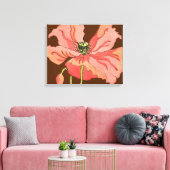 Groot roze ventiel met diepe rode achtergrond canvas afdruk (Insitu (Woonkamer))