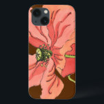 Groot roze ventiel met diepe rode achtergrond iPhone 13 hoesje<br><div class="desc">Een grote roze bloem rust op een diepe rode achtergrond in dit schilderij van Nancy Slocum. De bloem is levendig en vol bloei. Een verbluffend cadeau voor een speciale persoon in je leven!</div>
