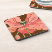 Groot roze ventiel met diepe rode achtergrond drankjes onderzetter (Linkerzijde)