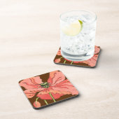 Groot roze ventiel met diepe rode achtergrond drankjes onderzetter (Rechterzijde)