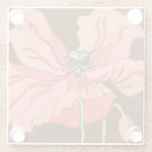 Groot roze ventiel met diepe rode achtergrond glazen onderzetter (Achterkant)