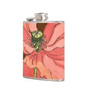 Groot roze ventiel met diepe rode achtergrond heupfles (Links)