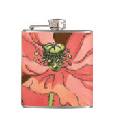 Groot roze ventiel met diepe rode achtergrond heupfles (Voorkant)