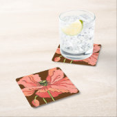 Groot roze ventiel met diepe rode achtergrond kartonnen onderzetters (Insitu)