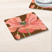 Groot roze ventiel met diepe rode achtergrond kartonnen onderzetters (Schuin)