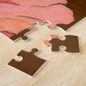 Groot roze ventiel met diepe rode achtergrond legpuzzel (Zijkant)