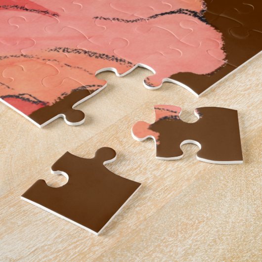 Groot roze ventiel met diepe rode achtergrond legpuzzel (Zijkant)