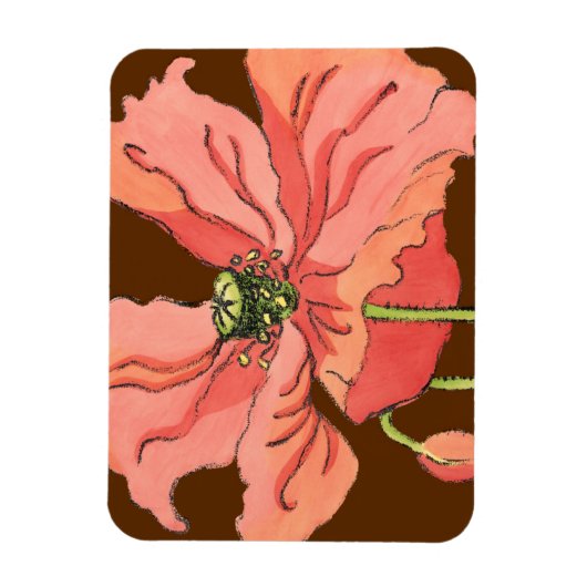 Groot roze ventiel met diepe rode achtergrond magneet (Verticaal)