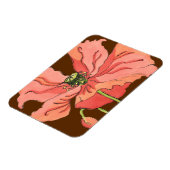 Groot roze ventiel met diepe rode achtergrond magneet (Linkerzijde)