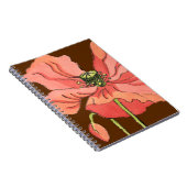 Groot roze ventiel met diepe rode achtergrond notitieboek (Rechterzijde)