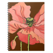 Groot roze ventiel met diepe rode achtergrond notitieboek (Voorkant)