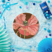 Groot roze ventiel met diepe rode achtergrond papieren bordje (Feest)