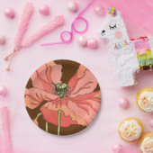 Groot roze ventiel met diepe rode achtergrond papieren bordje (Feest)