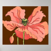 Groot roze ventiel met diepe rode achtergrond poster (Voorkant)