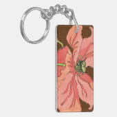 Groot roze ventiel met diepe rode achtergrond sleutelhanger (Voorkant Links)