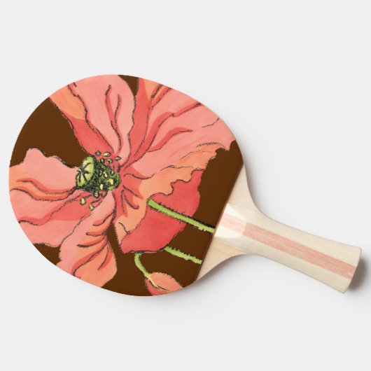 Groot roze ventiel met diepe rode achtergrond tafeltennisbatje (Zijkant)