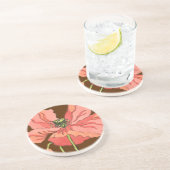 Groot roze ventiel met diepe rode achtergrond zandsteen onderzetter (Zijkant)