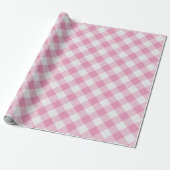 Groot roze/wit Gingham controleert patroon geometr Cadeaupapier (Uitgerold)