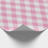 Groot roze/wit Gingham controleert patroon geometr Cadeaupapier (Hoek)
