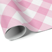 Groot roze/wit Gingham controleert patroon geometr Cadeaupapier (Rol Hoek)