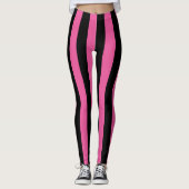Groot roze zwarte verticale strepen leggings (Voorkant)