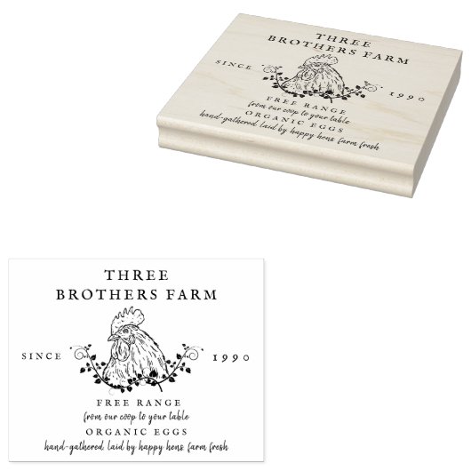 Groot Rustic Eiwitdoosje, aangepast Boerderij Rubberstempel (Gestempeld)